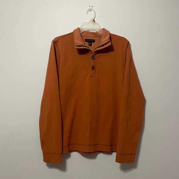 Banana Republic Men's Rust Orange Quarter zip Button sweater 