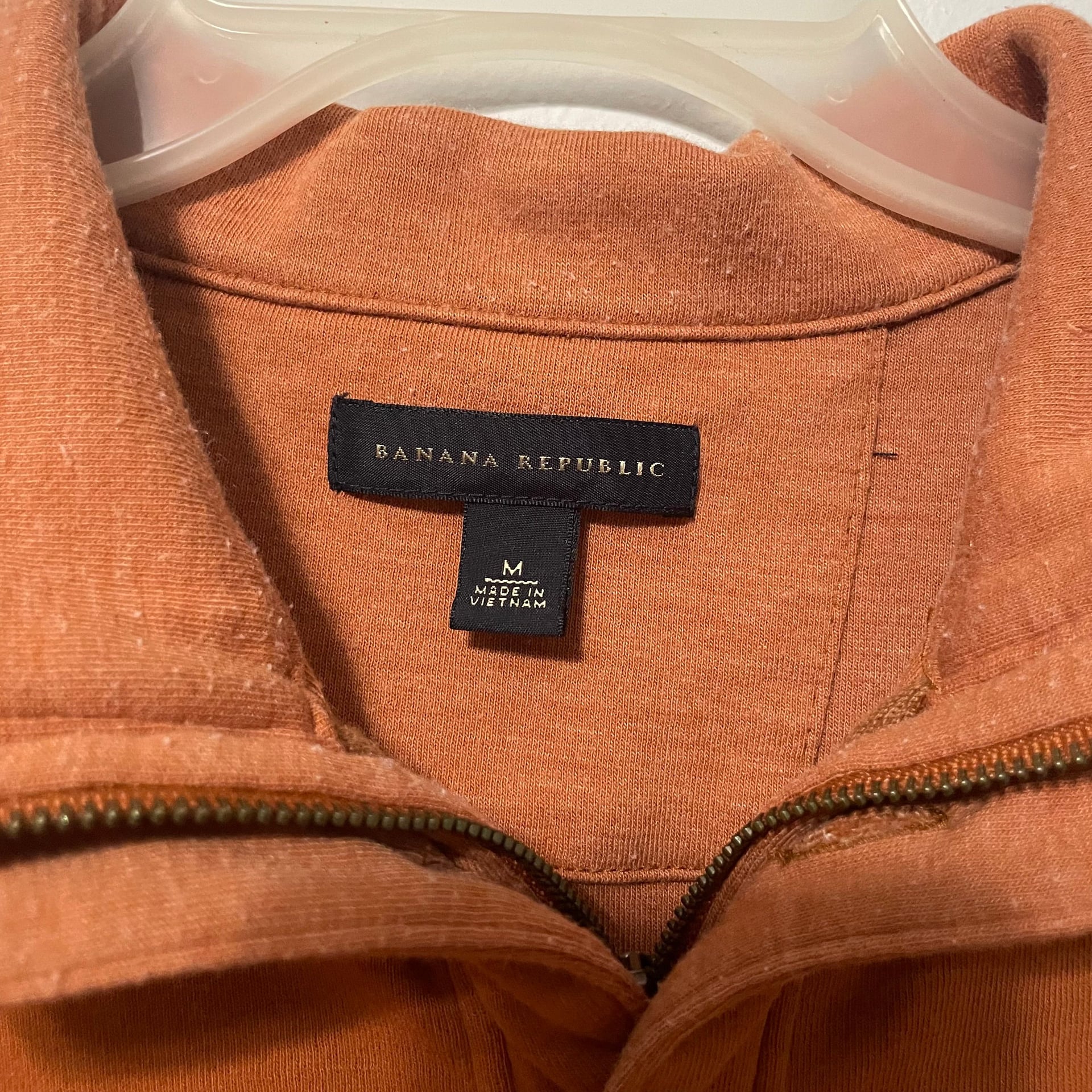 Banana Republic Men's Rust Orange Quarter zip Button sweater 4