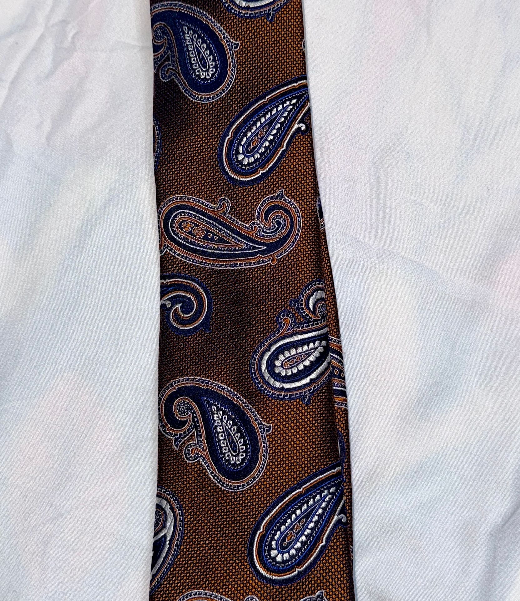 Jos A Bank Silk Tie Men Amber Paisley Heritage Collection Jacquard 1