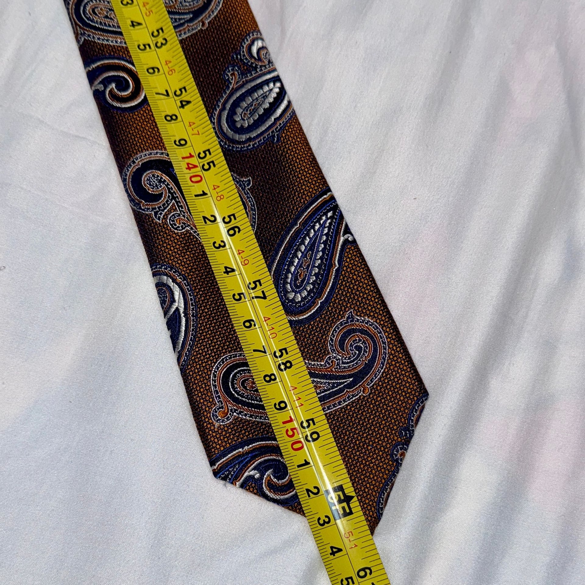 Jos A Bank Silk Tie Men Amber Paisley Heritage Collection Jacquard 4
