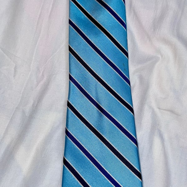 Nautica Navy and Light Blue Repp Stripe Silk Tie
