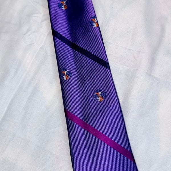 Egara Purple Silk Tie with Coat if Arms Logo