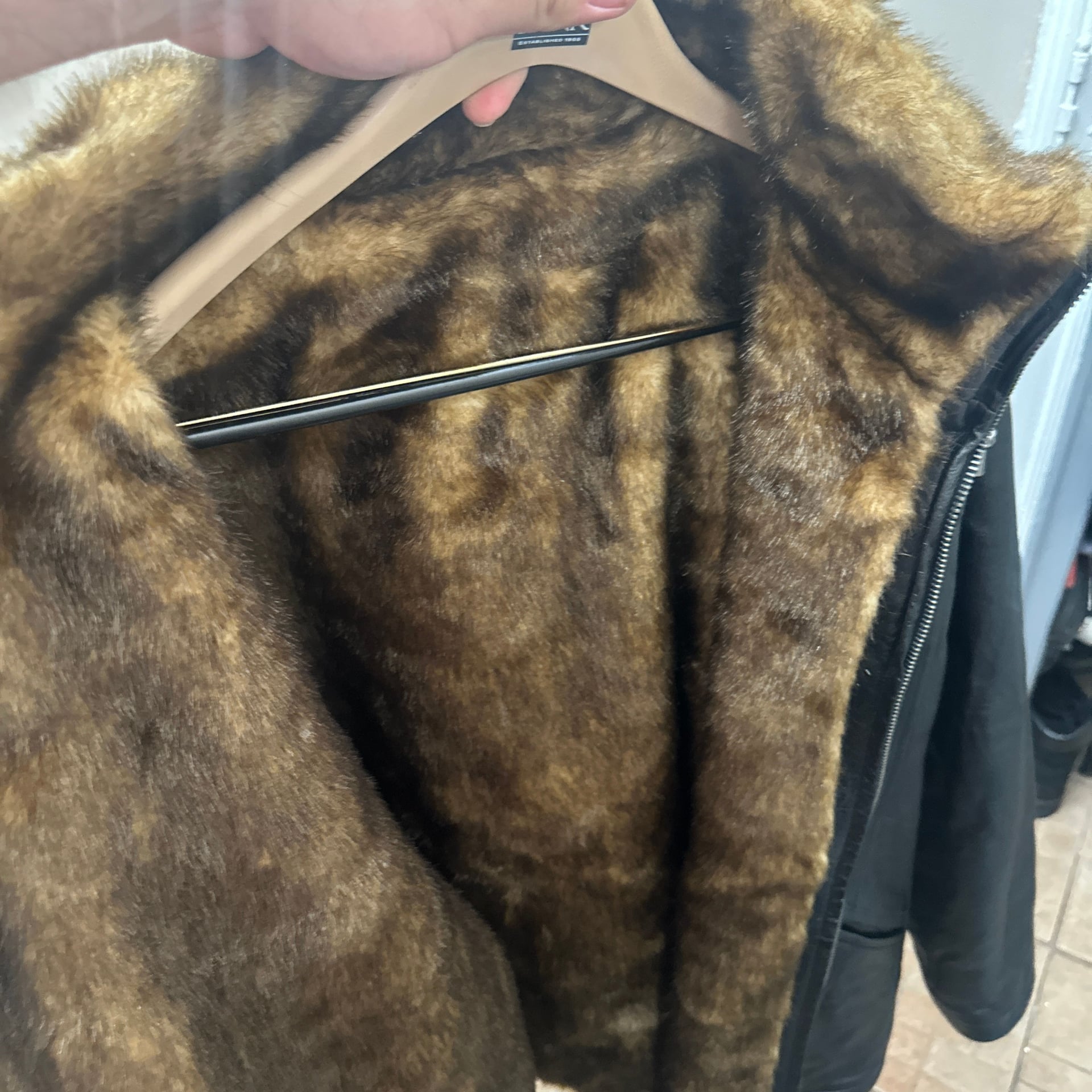Vintage Black Genuine Lambskin Leather Hooded Jacket with Faux Fur Lining RN 20849 6
