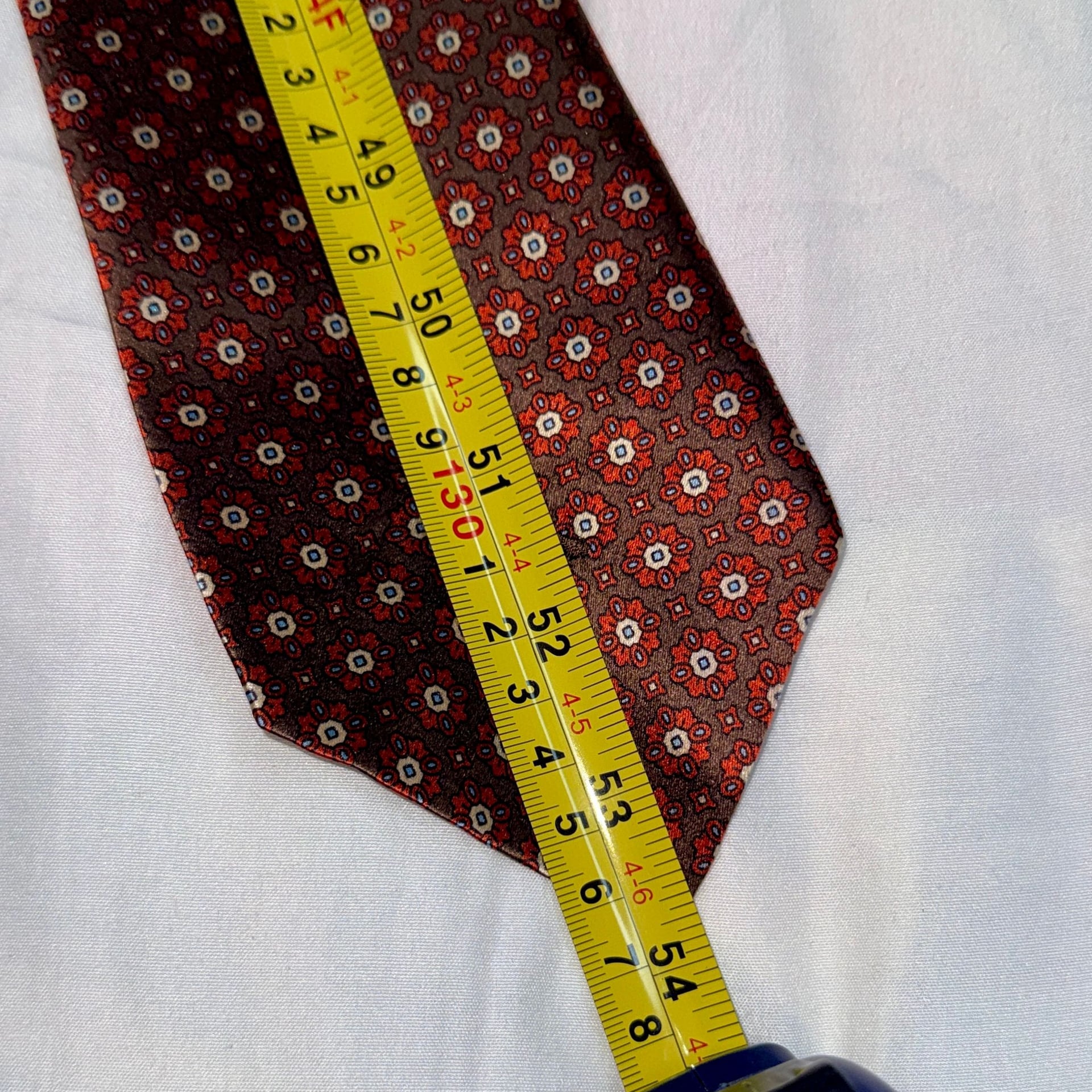 Bullock said Jones San Francisco Brown & Orange Geometric Floral Medallion 100% Silk Tie.. 7