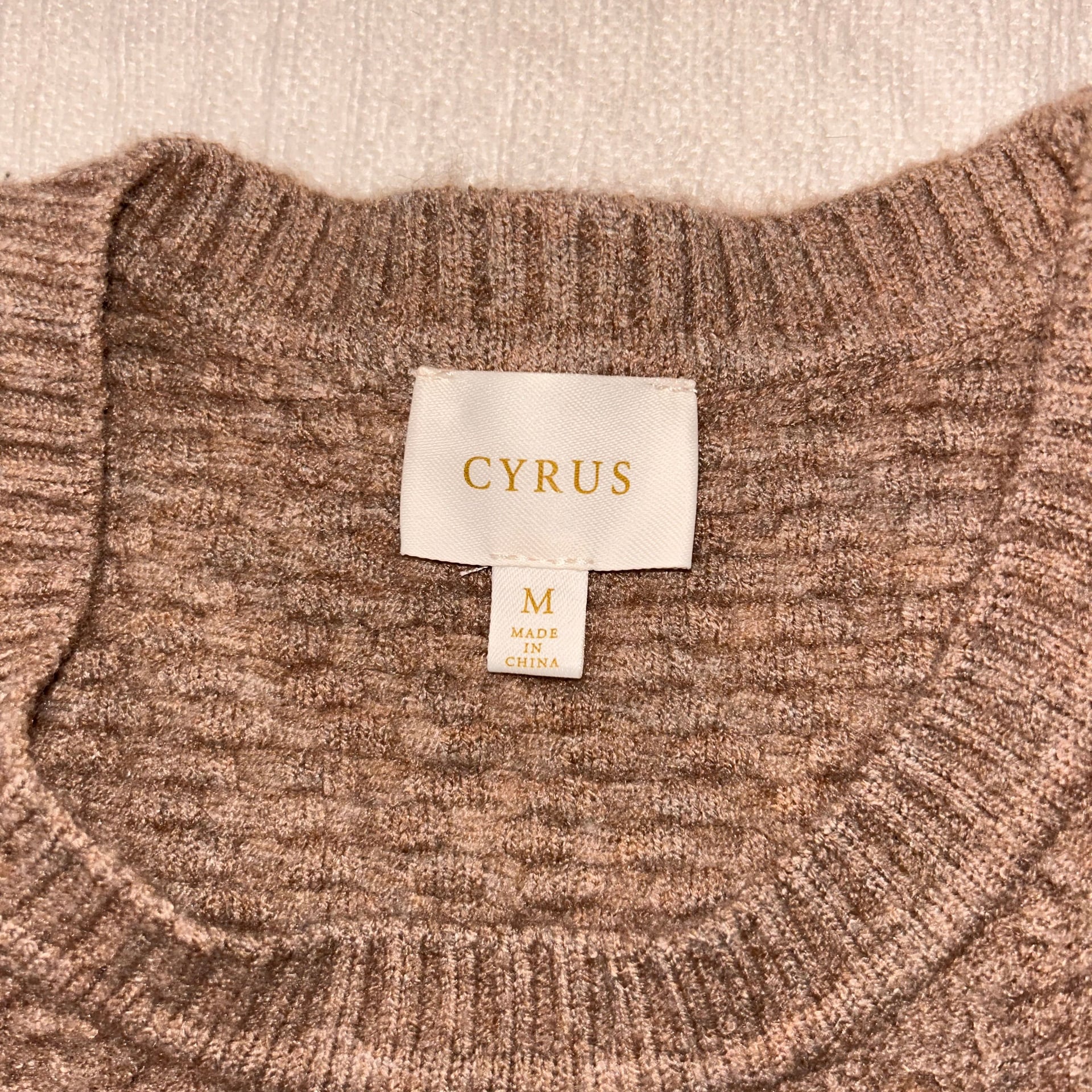 Cyrus Textured Stitch Crewneck Sweater in Tan 2