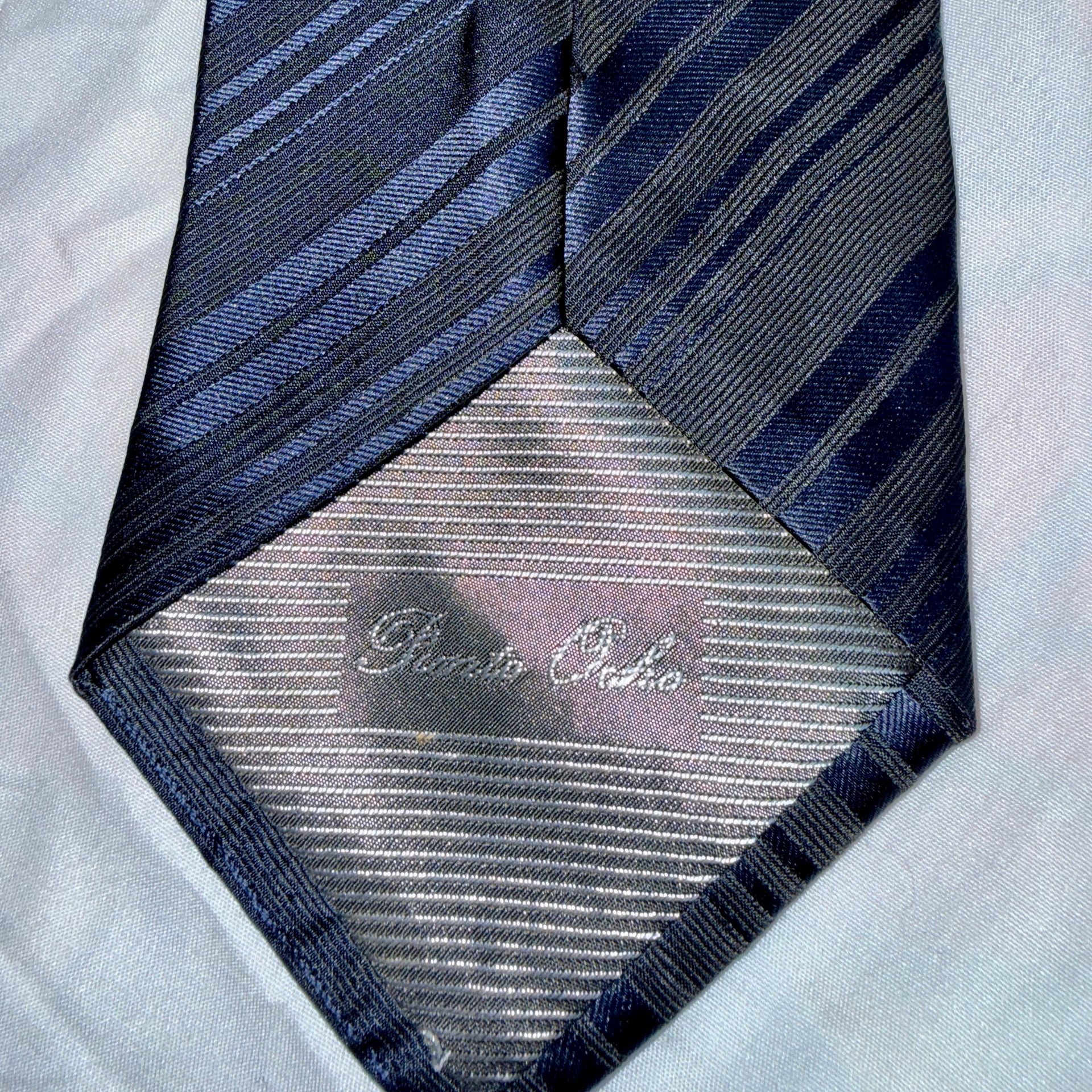Punto Ocho Blue Linear Grid Plaid Silk Blend Necktie 4