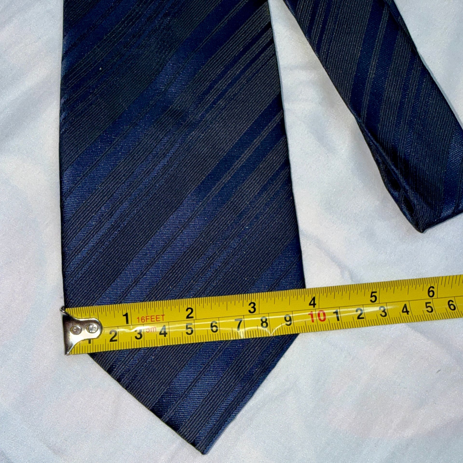 Punto Ocho Blue Linear Grid Plaid Silk Blend Necktie 6