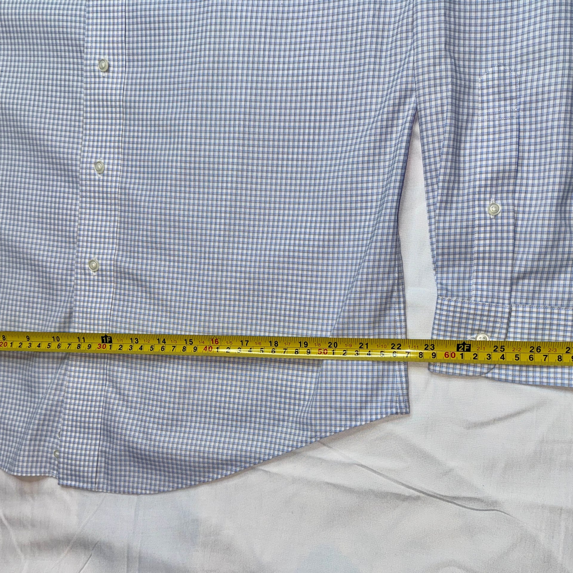 Jos A Bank Blue Checkered Traveler Button Up Shirt Tailored Long Sleeve 15.5 32 3