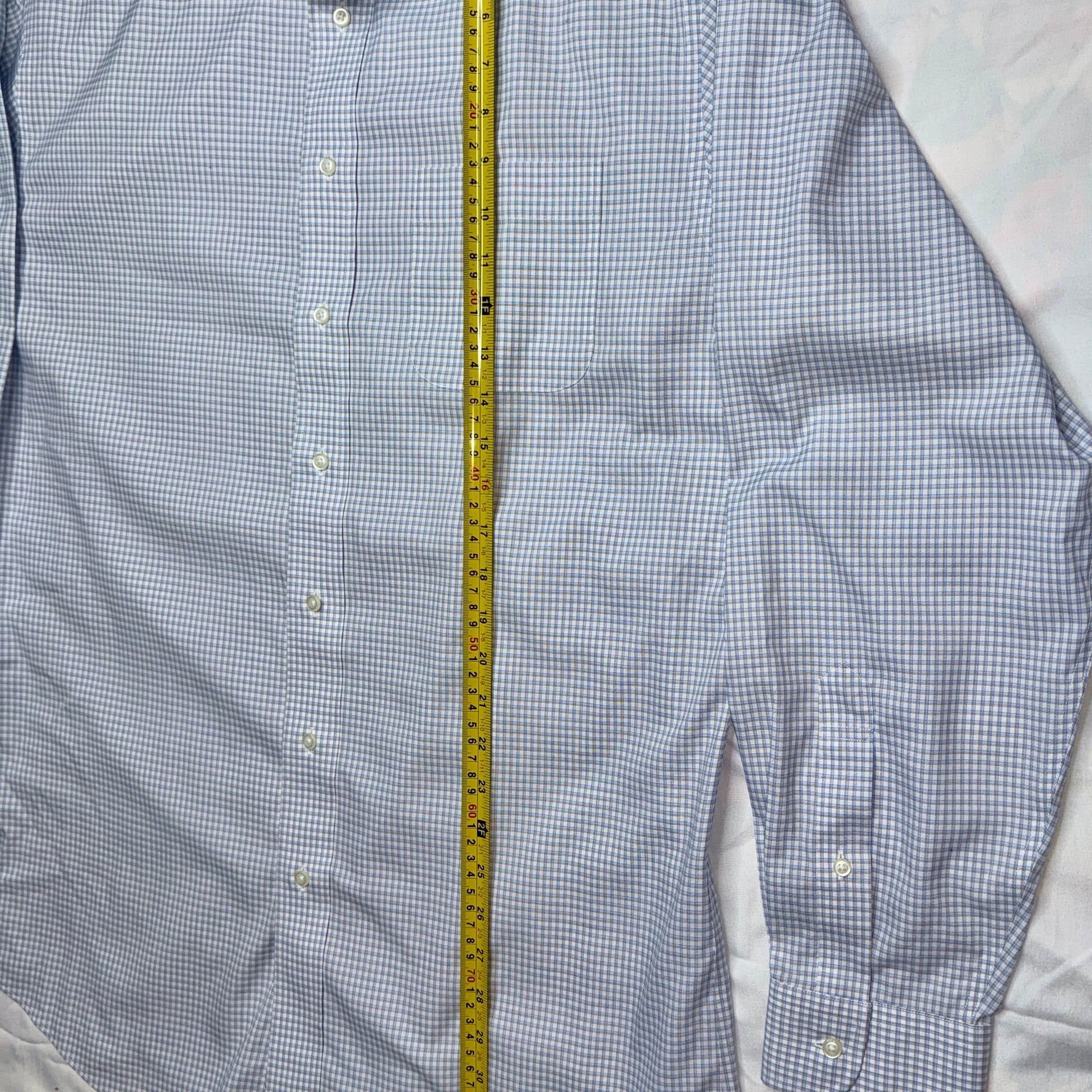 Jos A Bank Blue Checkered Traveler Button Up Shirt Tailored Long Sleeve 15.5 32 4