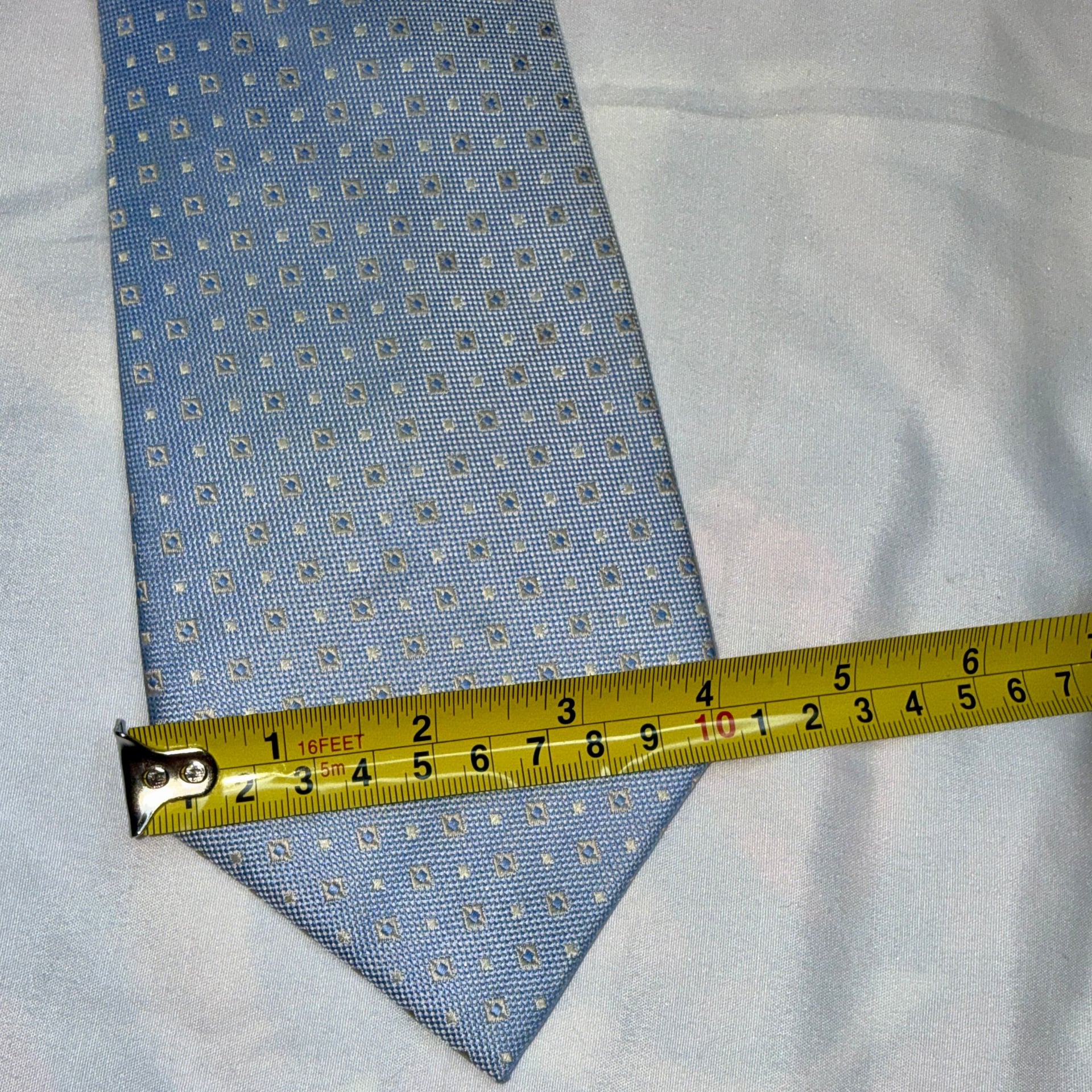 Pierre Cardin necktie 100% silk light blue handmade little circles 4