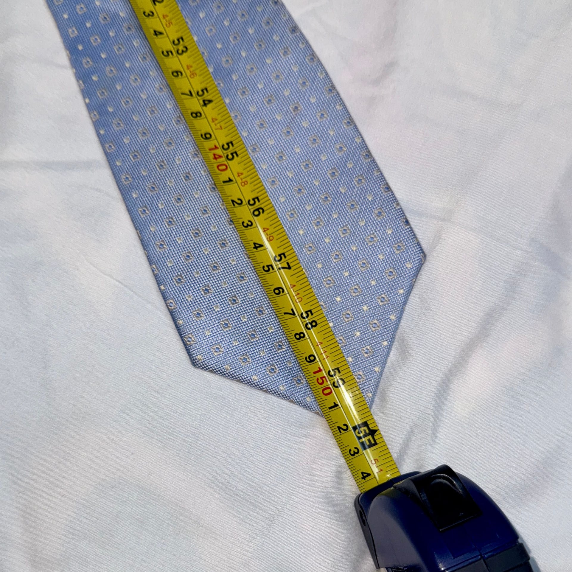 Pierre Cardin necktie 100% silk light blue handmade little circles 5