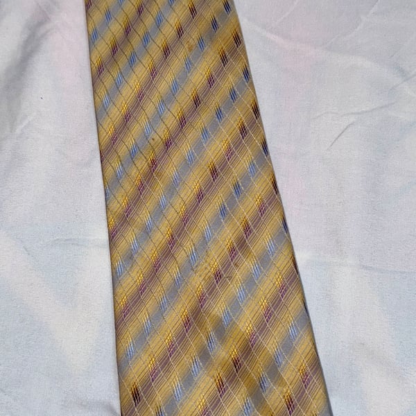 Uomo Véneto Geometric   Necktie Gold and Blue Mosaic