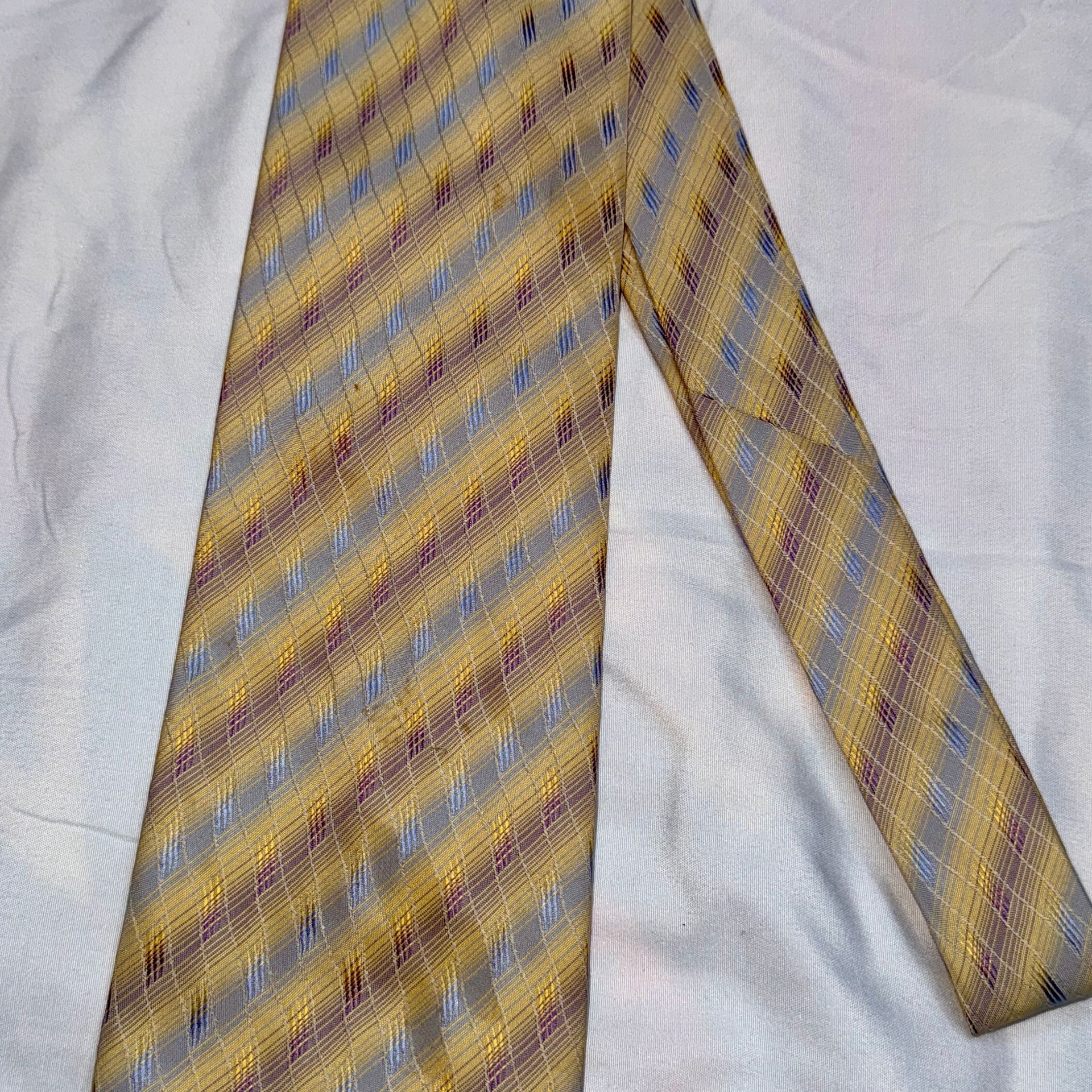Uomo Véneto Geometric Necktie Gold and Blue Mosaic 2