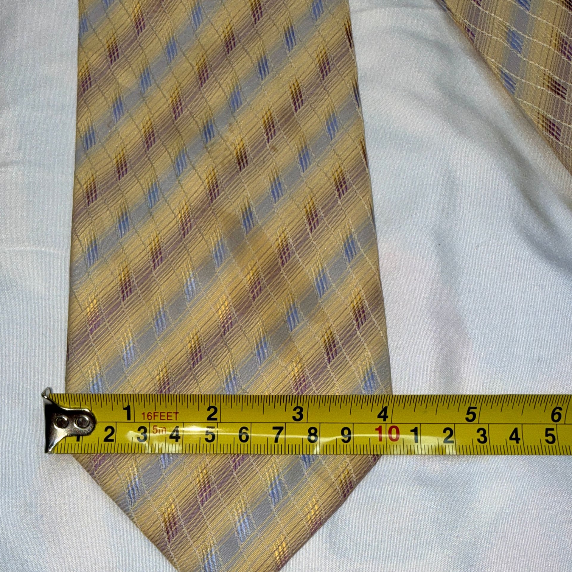 Uomo Véneto Geometric Necktie Gold and Blue Mosaic 3