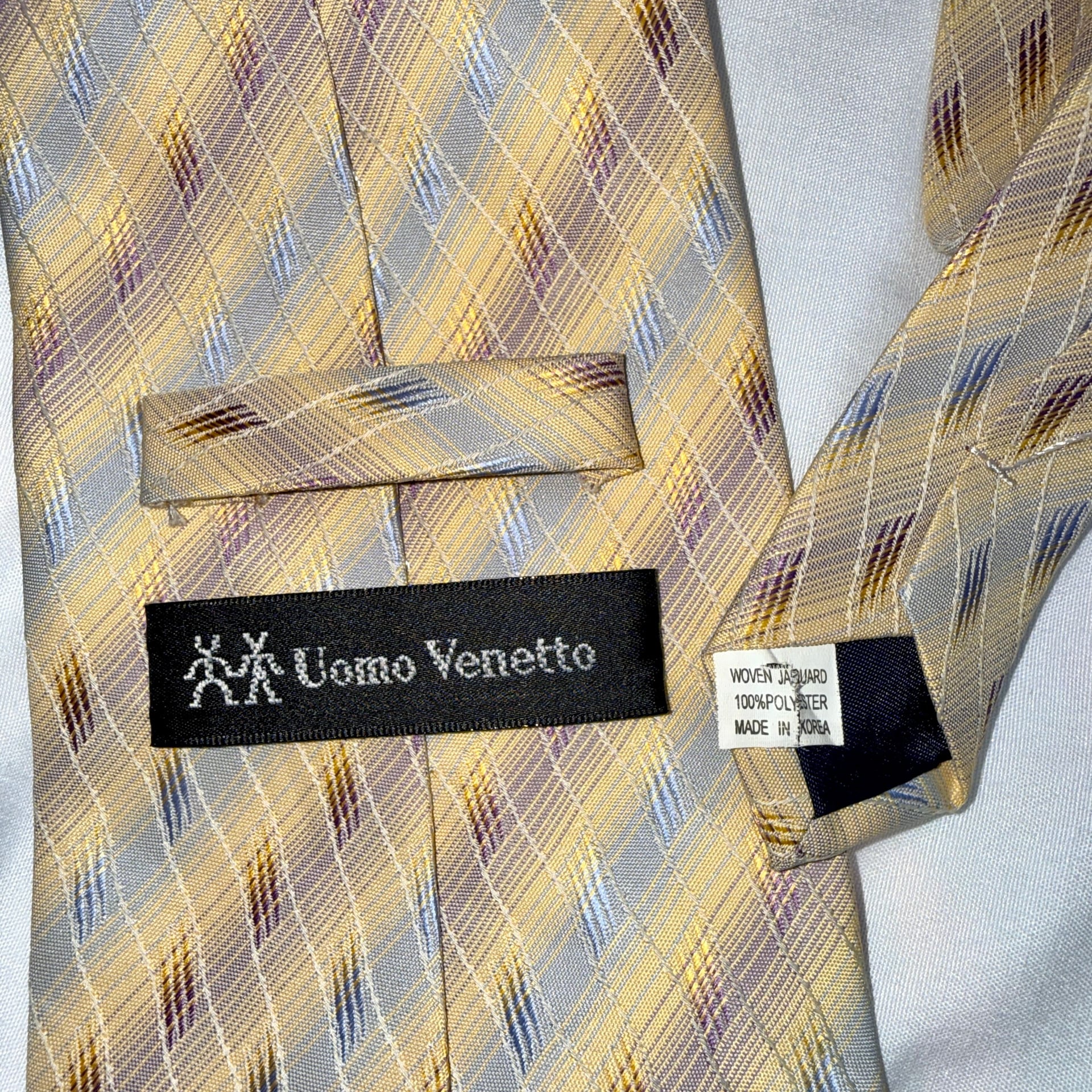 Uomo Véneto Geometric Necktie Gold and Blue Mosaic 4