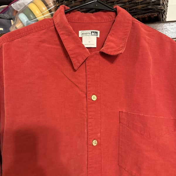 Vintage REI Red Cotton Chamois Short Sleeve Button Down Shirt M