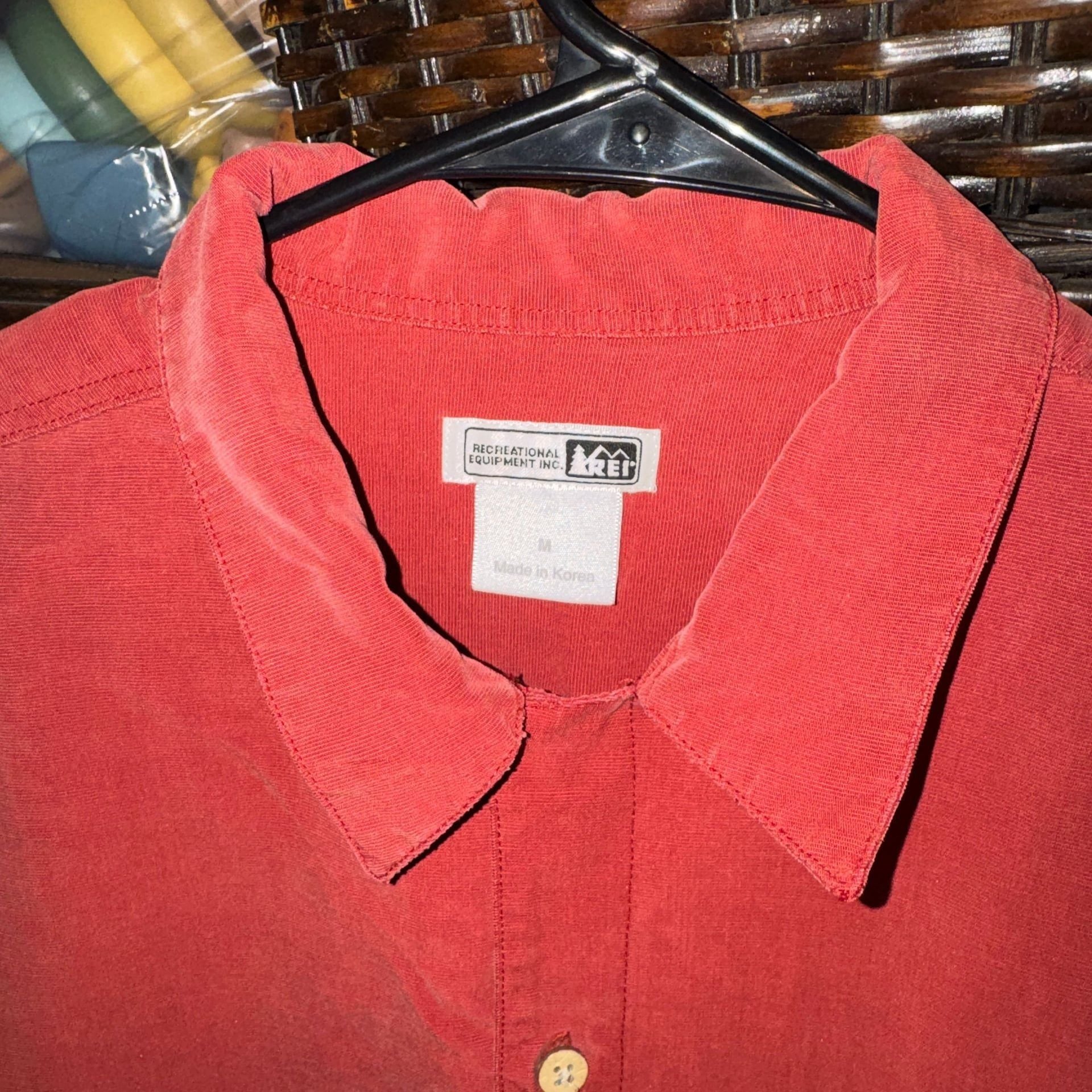 Vintage REI Red Cotton Chamois Short Sleeve Button Down Shirt M 3
