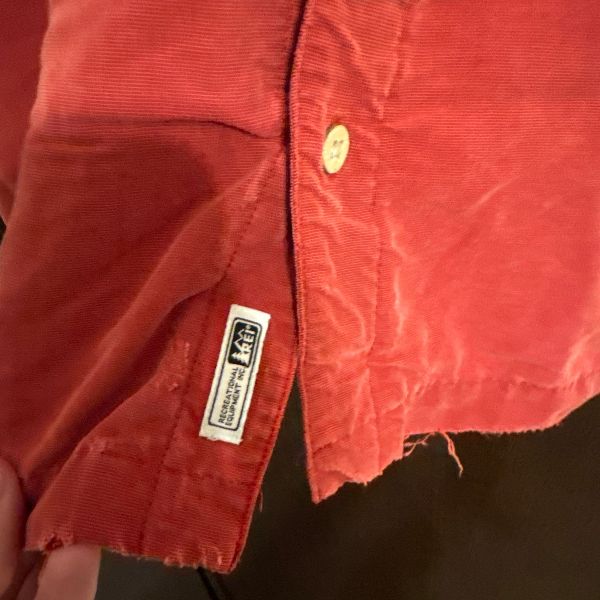 Vintage REI Red Cotton Chamois Short Sleeve Button Down Shirt M 5