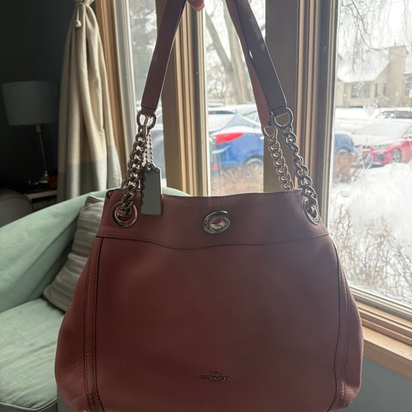 Coach 36855 Turnlock Edie 31 Pink Pebble Leather Shoulder Bag