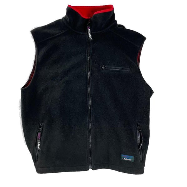 L.L.Bean Polartec Windbloc Fleece Vest Womens Large Black Red Gorpcore