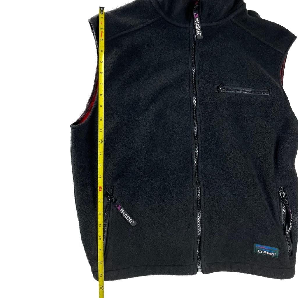 L.L.Bean Polartec Windbloc Fleece Vest Womens Large Black Red Gorpcore 7