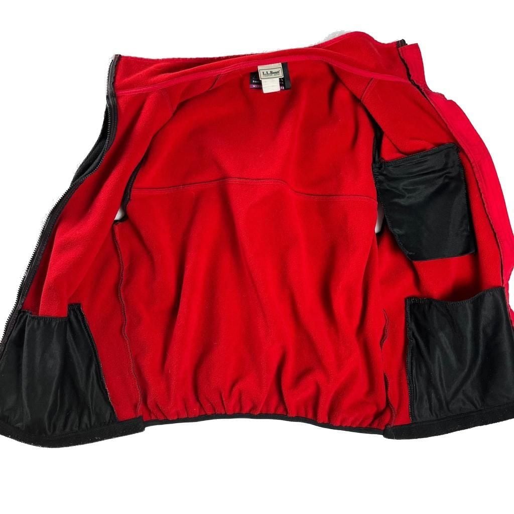 L.L.Bean Polartec Windbloc Fleece Vest Womens Large Black Red Gorpcore 12