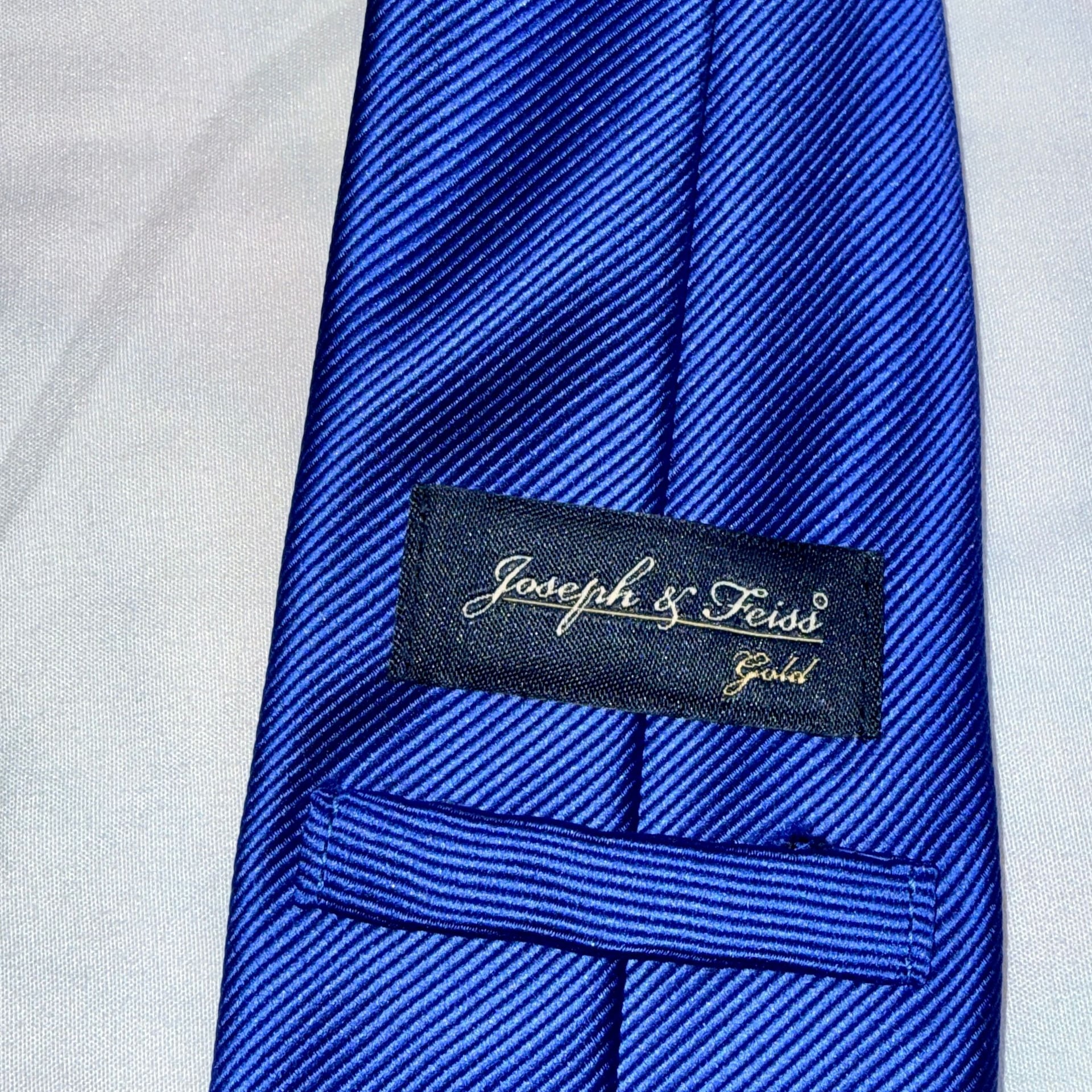 Joseph & Feiss Gold Men's Royal Blue Solid Slim Necktie 3