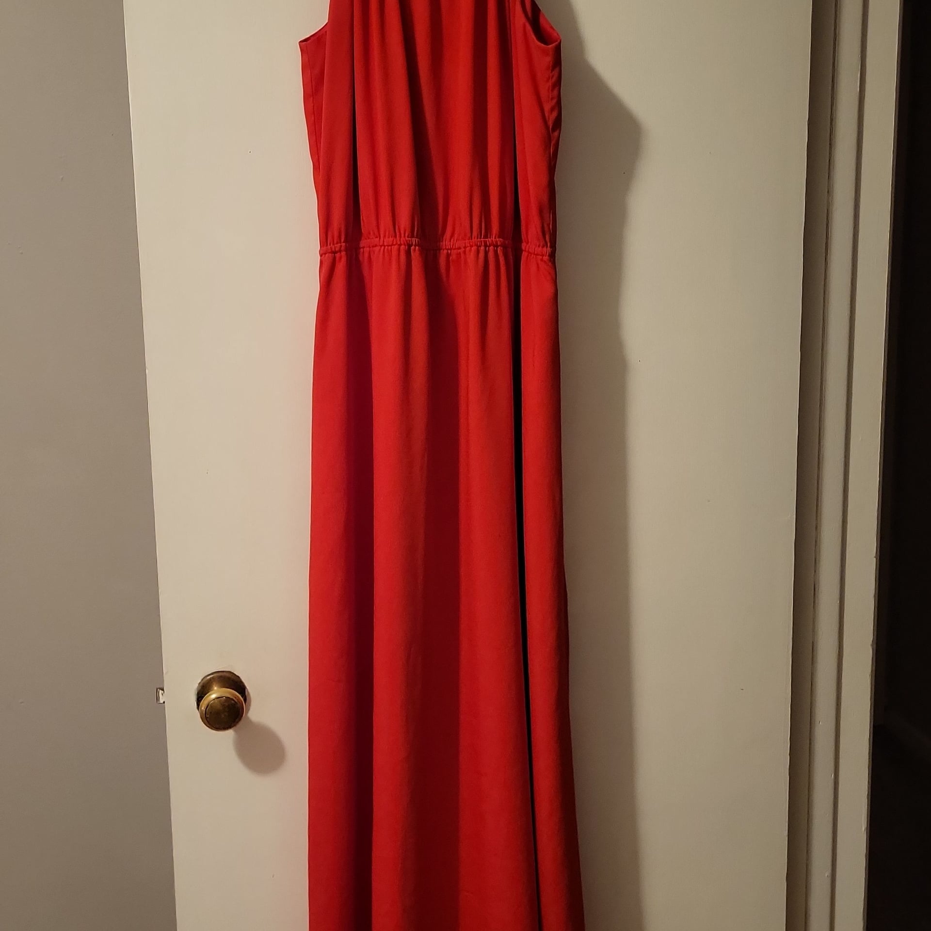 Gianni Bini Neon Coral Spaghetti Strap Pleated Maxi Dress 2