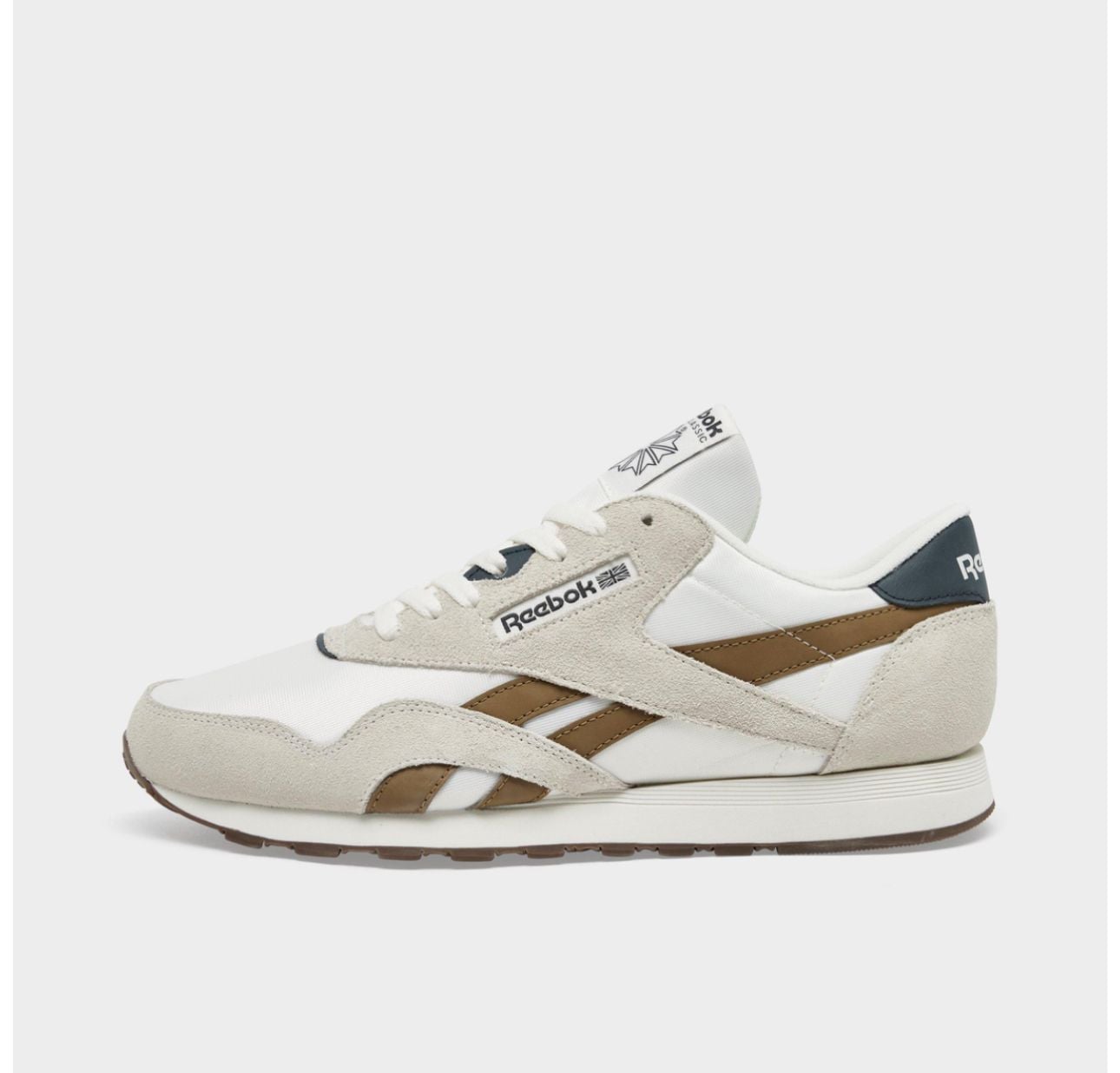 Reebok Men's Classic Nylon Casual Sneakers in Chalk/Trek Brown 2
