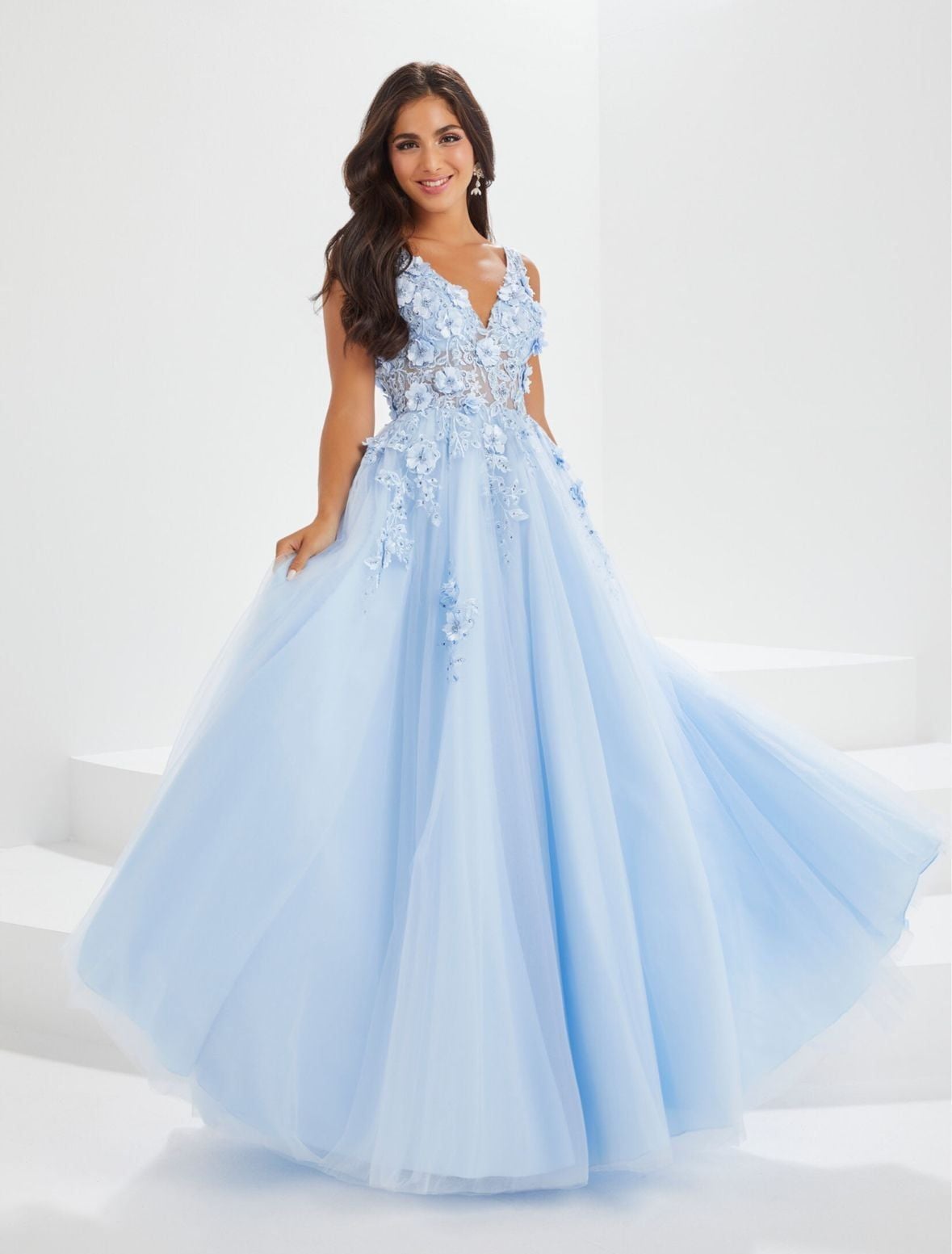 Tiffany Designs by Christina Wu 16031 sleeveless Floral Lace Embroidered A-Line Ball Gown 1