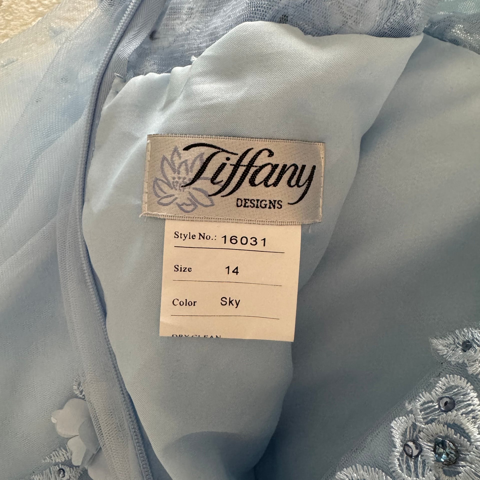 Tiffany Designs by Christina Wu 16031 sleeveless Floral Lace Embroidered A-Line Ball Gown 7