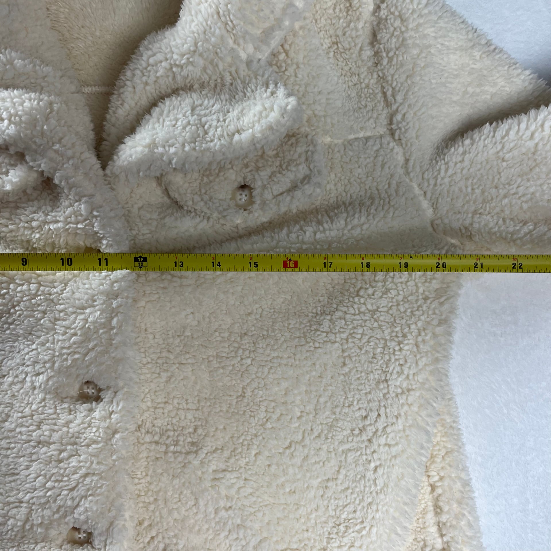 Pink Lily Ivory Faux Fur Button Jacket Teddy Shacket Cozy Winter M 7
