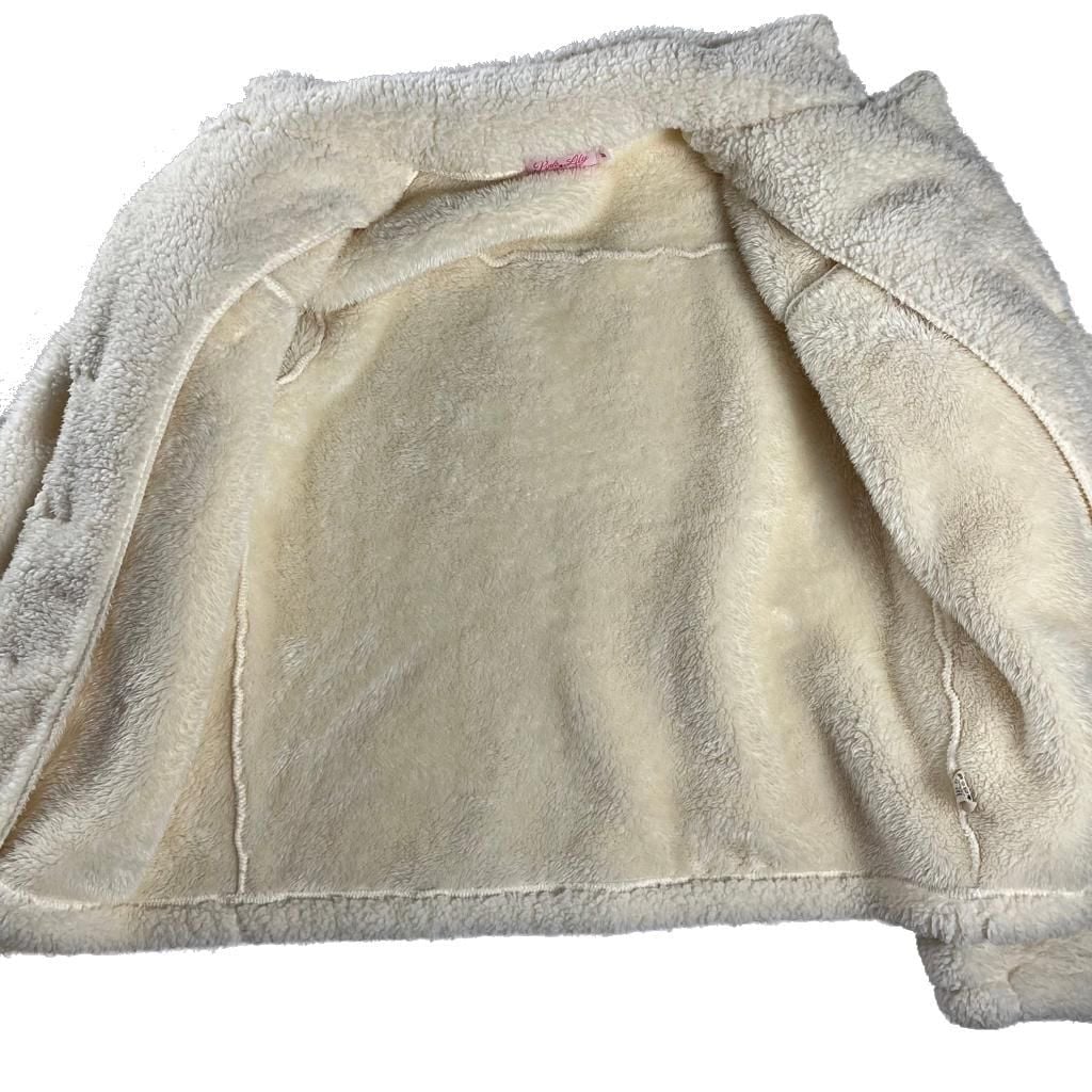 Pink Lily Ivory Faux Fur Button Jacket Teddy Shacket Cozy Winter M 10
