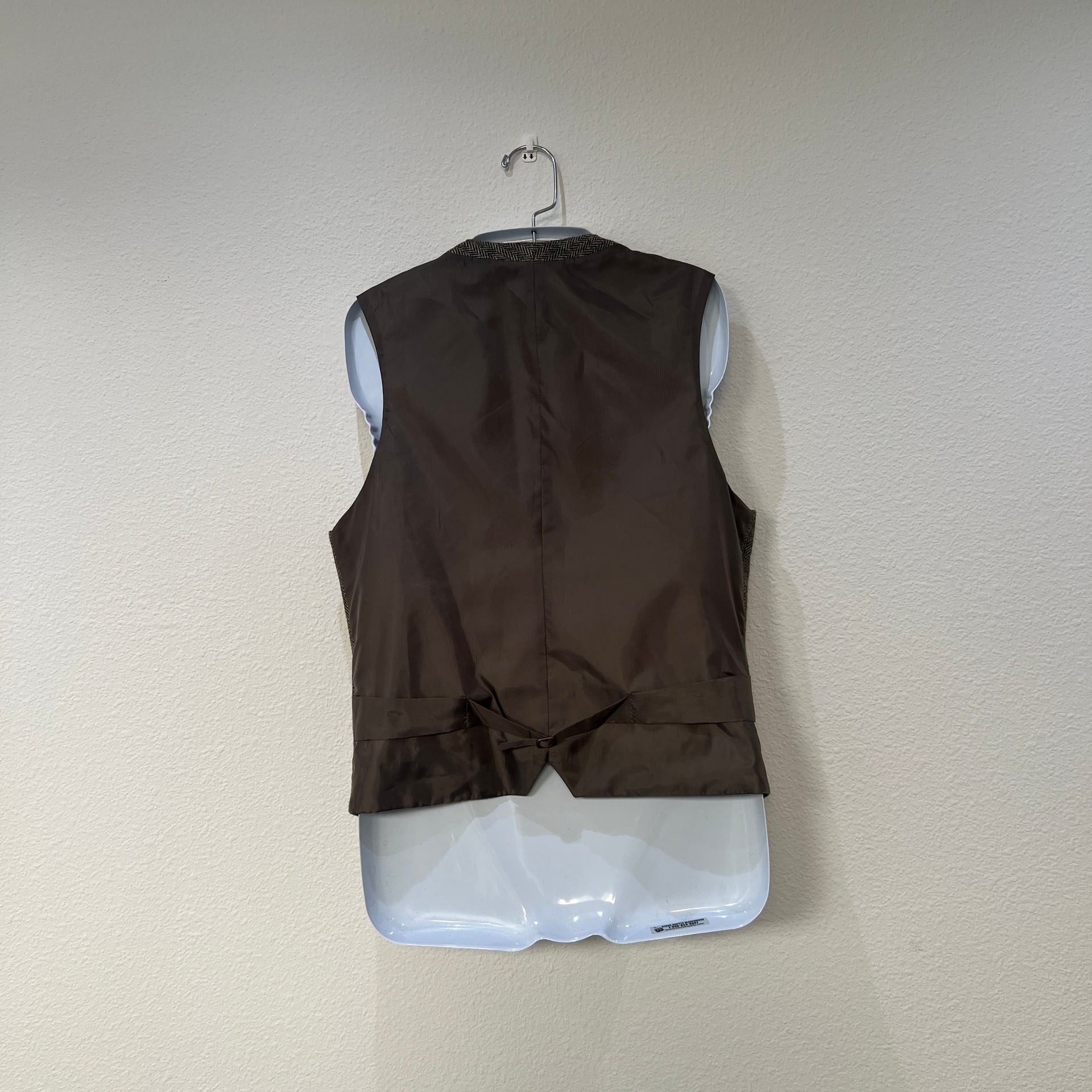Merona Men's Brown Herringbone Tweed Wool Blend Waistcoat Vest 7