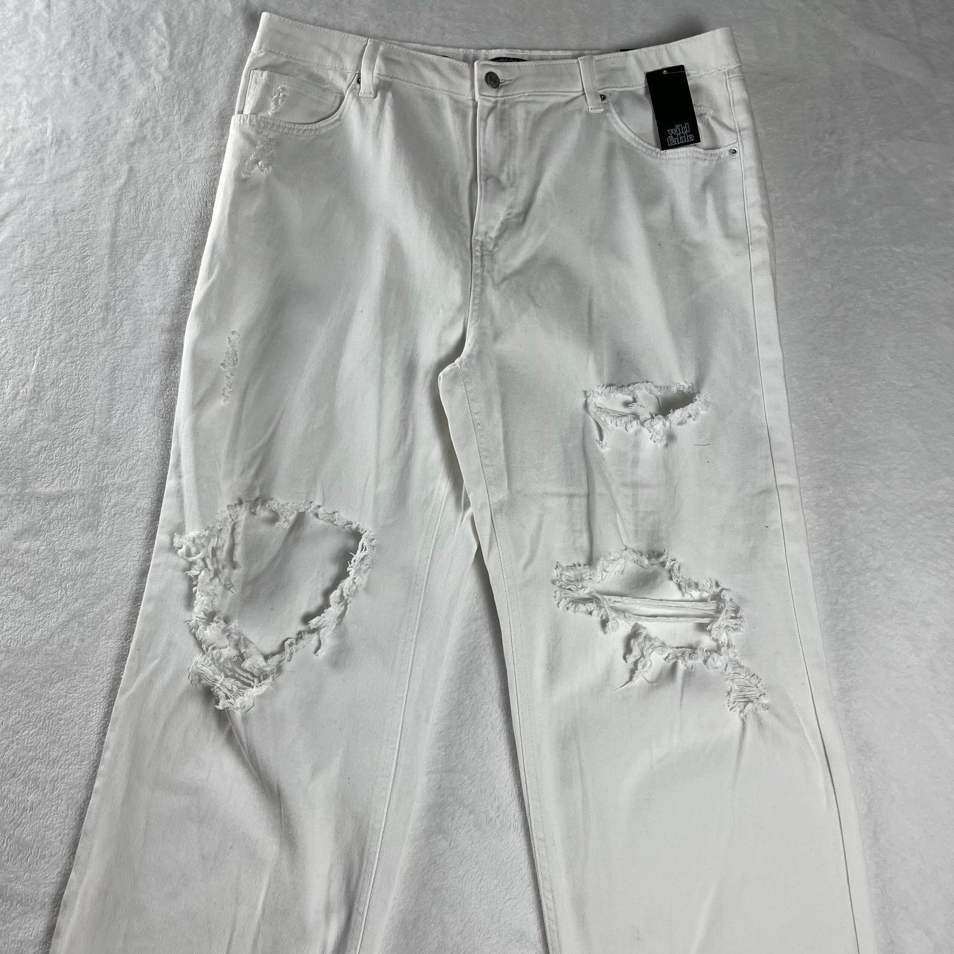 Wild Fable White High Rise Dad Jeans Distressed Y2K Grunge Size 18 3