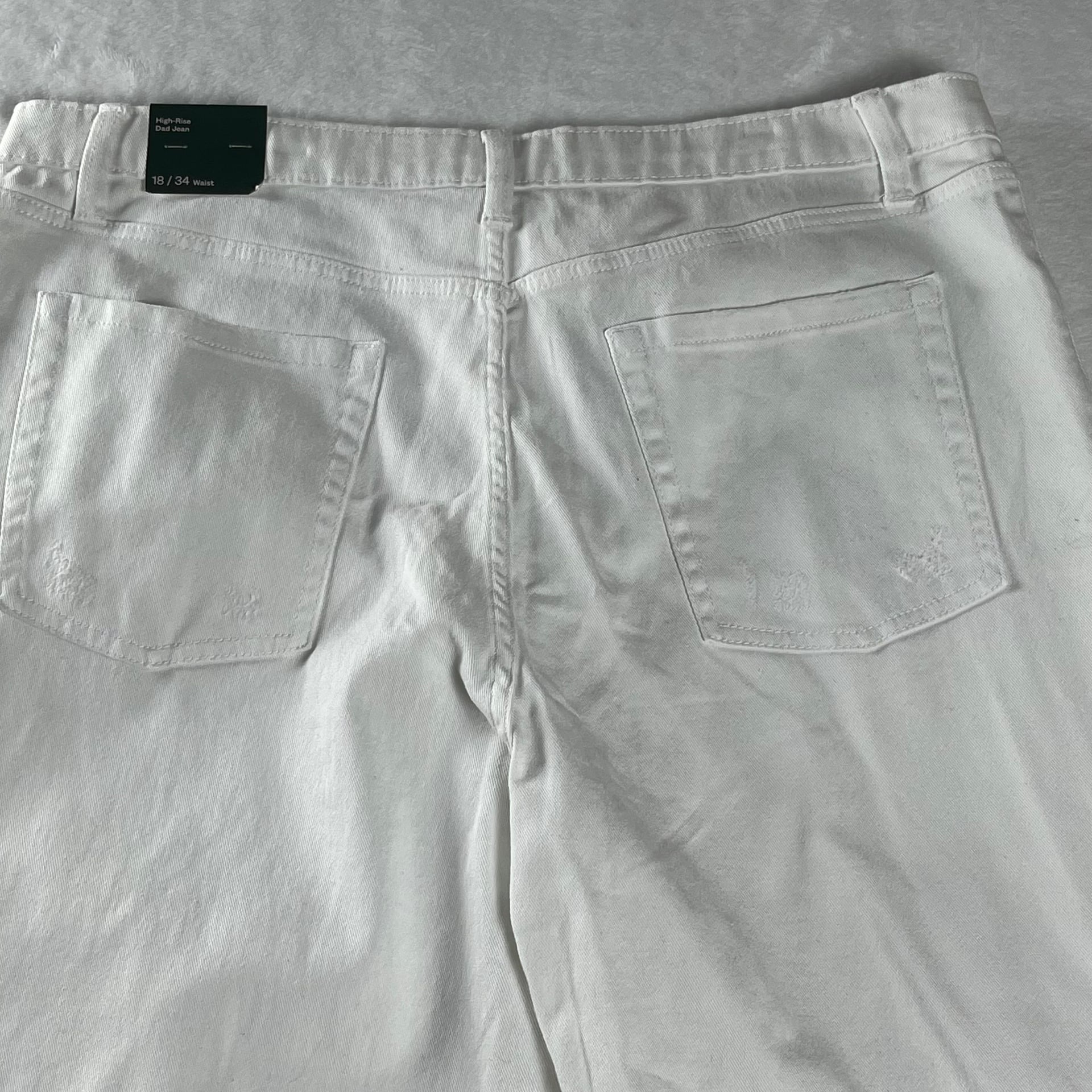 Wild Fable White High Rise Dad Jeans Distressed Y2K Grunge Size 18 12