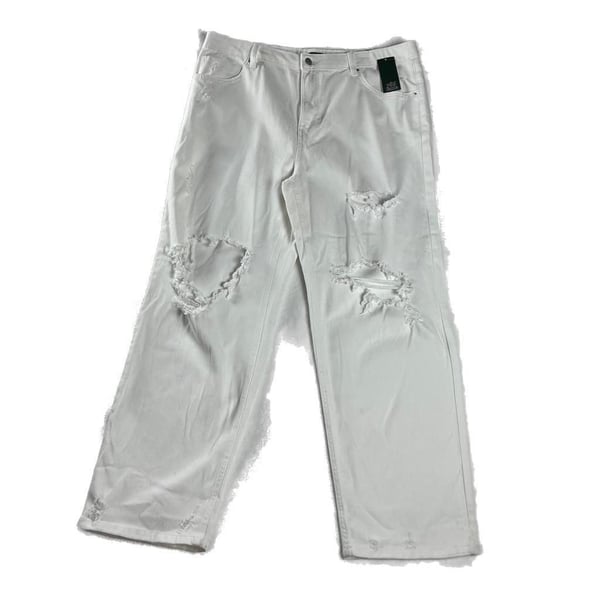 Wild Fable White High Rise Dad Jeans Distressed Y2K Grunge Size 18