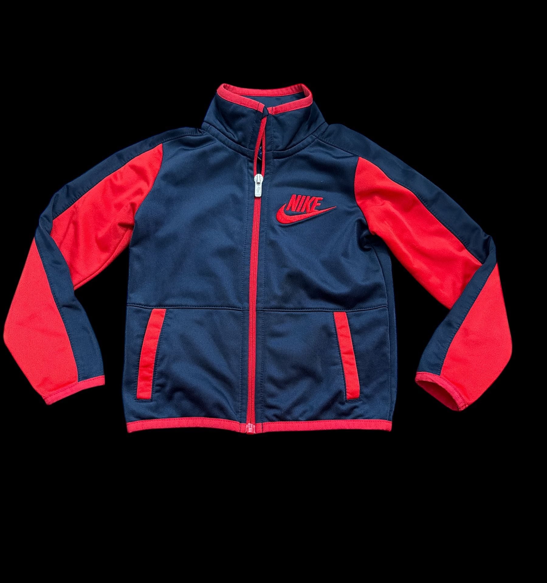 Nike Toddler Boy Full Zip Tricot Track Jacket Navy Blue Red Size 3T 2
