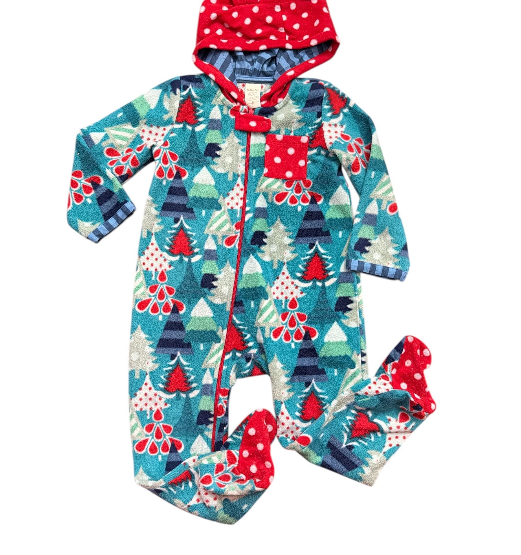 Matilda Jane 18-24M Christmas Tree Fleece Hooded Footie Pajamas 2