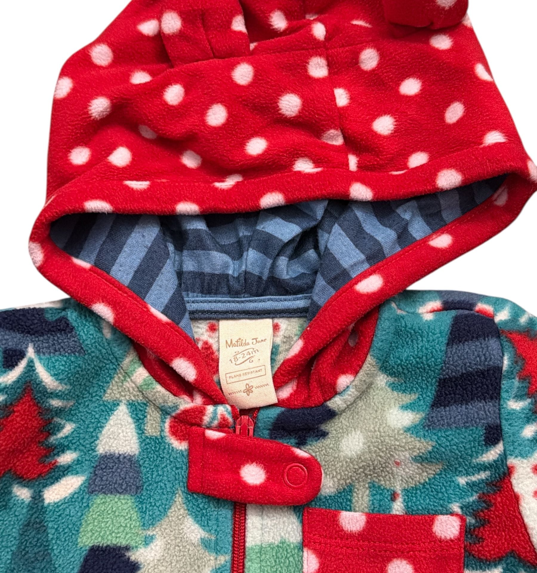 Matilda Jane 18-24M Christmas Tree Fleece Hooded Footie Pajamas 4