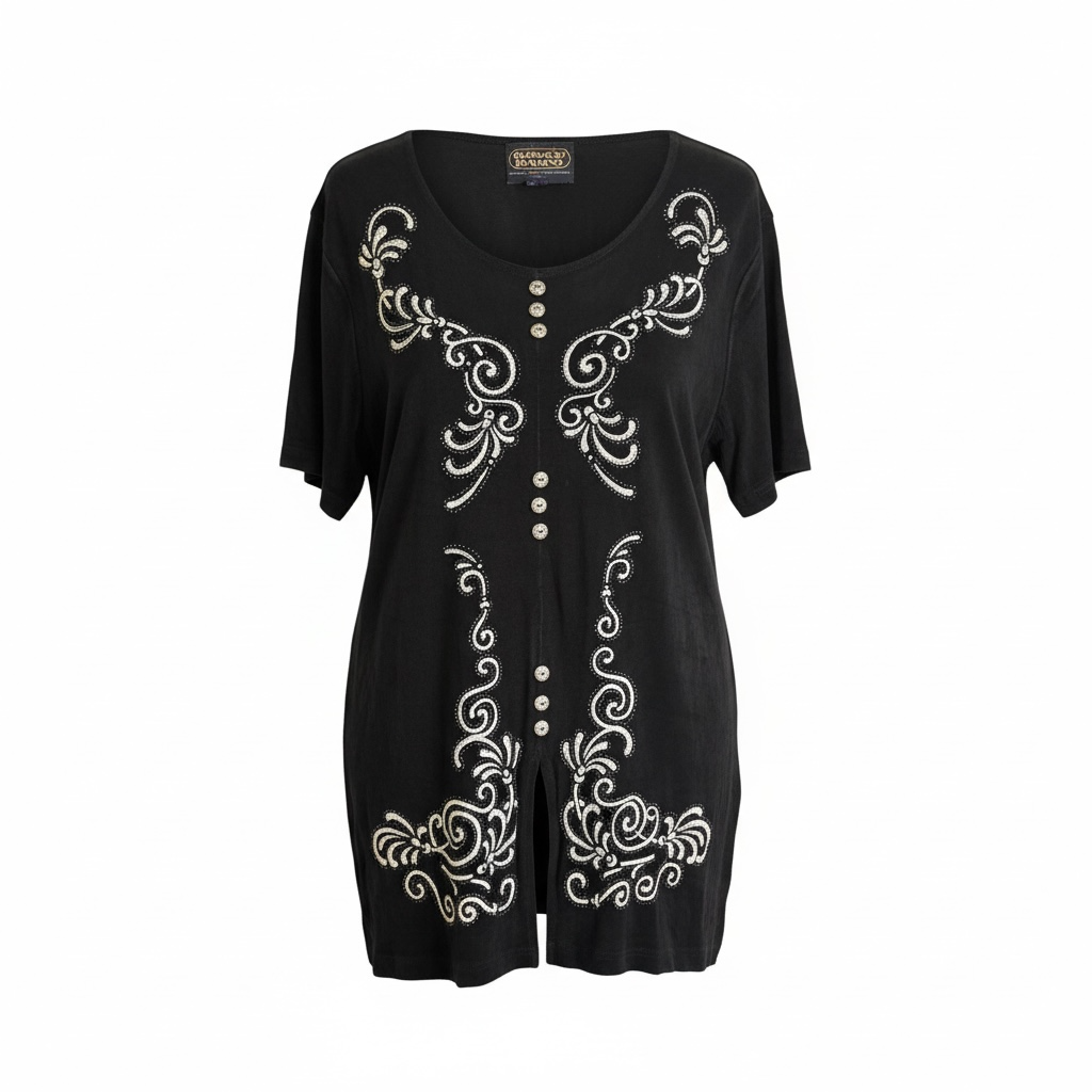 Picadilly Fashions Vintage Short Sleeve Embroidered Tunic Top Size Large 3