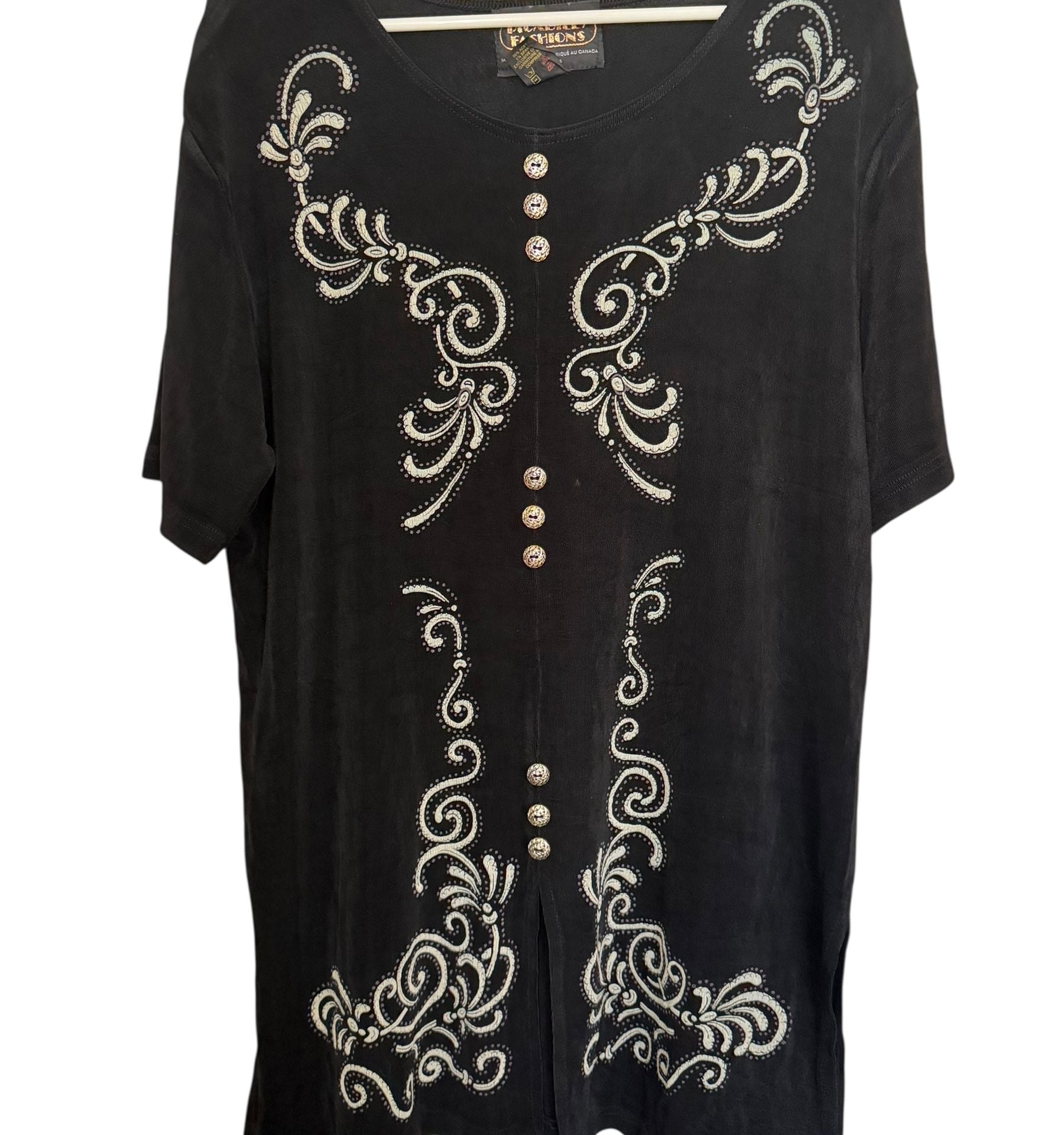 Picadilly Fashions Vintage Short Sleeve Embroidered Tunic Top Size Large 4