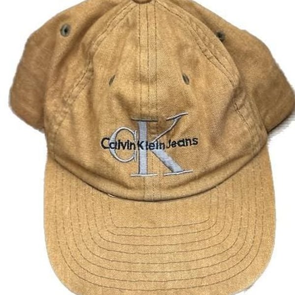 Calvin Klein CK Jeans Brown Cotton Canvas Adjustable Strapback Dad Hat