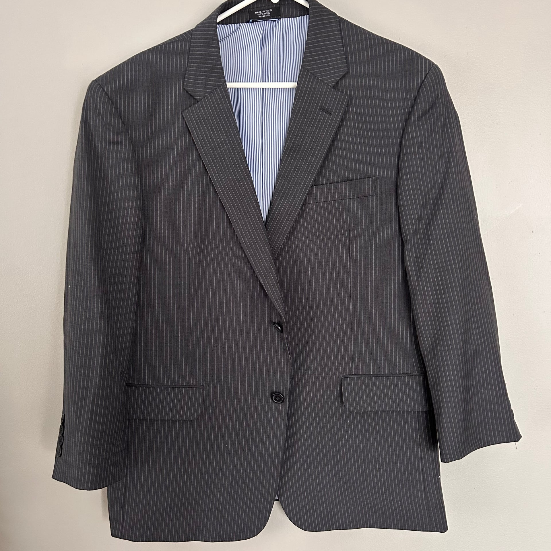 Tommy Hilfiger Jacket Men 44 Short Gray Blazer Wool Sport Coat Business Striped 1