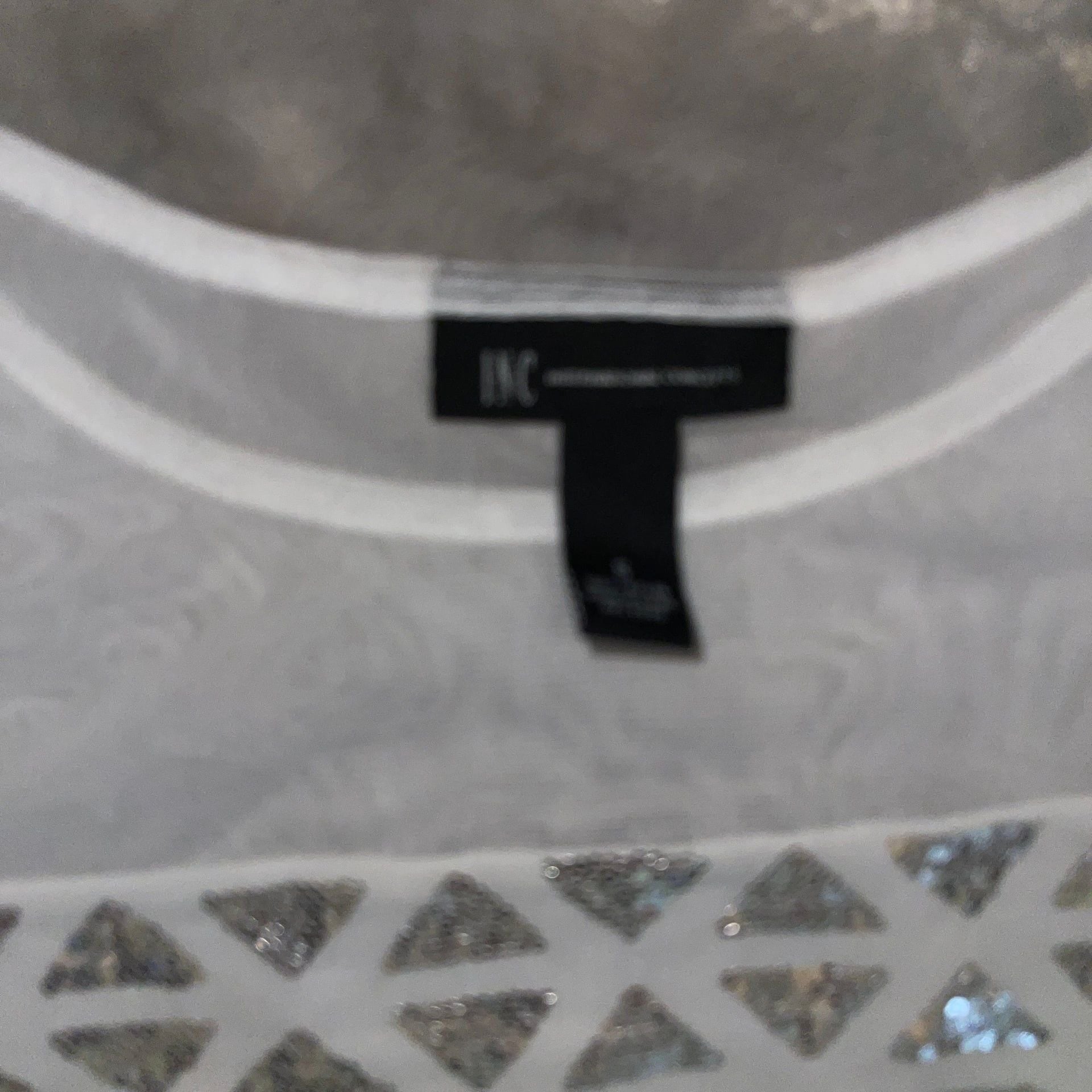 INC International Concepts White Geometric Sequin Short Sleeve T-Shirt Size S 3