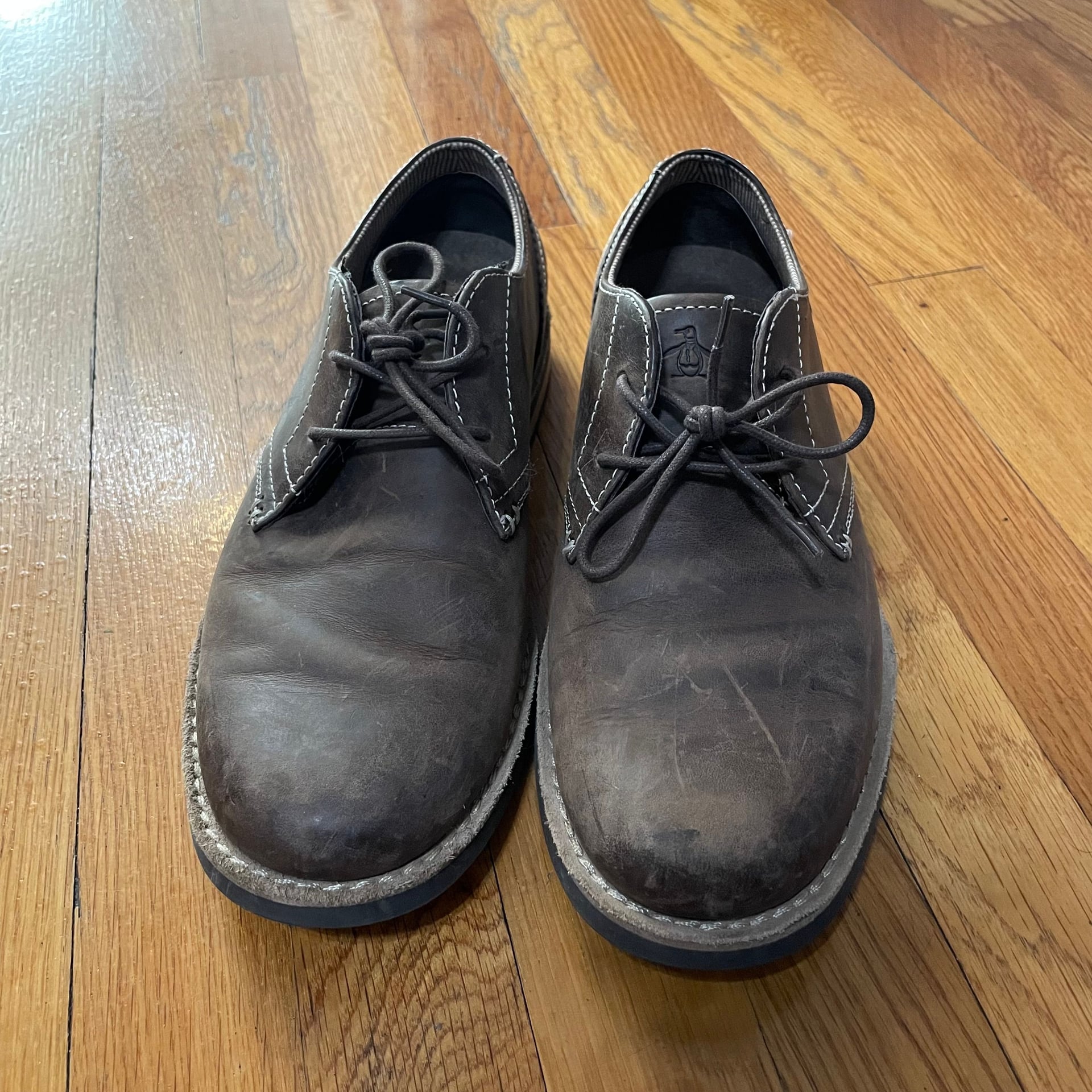 Original Penguin Men's Distressed Brown Leather Oxford Shoes 3