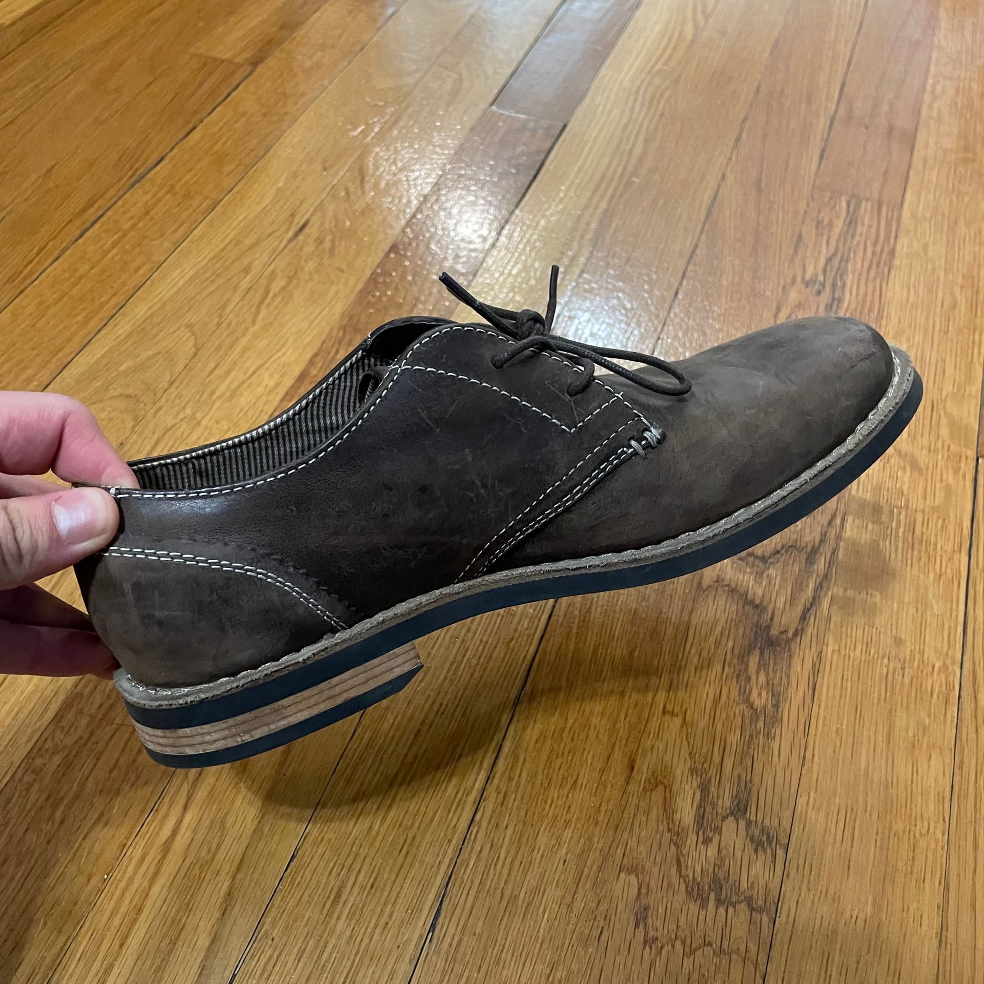 Original Penguin Men's Distressed Brown Leather Oxford Shoes 5
