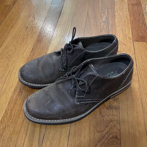 Original Penguin Men's Distressed Brown Leather Oxford Shoes