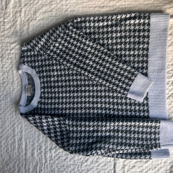 LOFT Outlet Petite Houndstooth Crew Neck Pullover Sweater Size L Petite