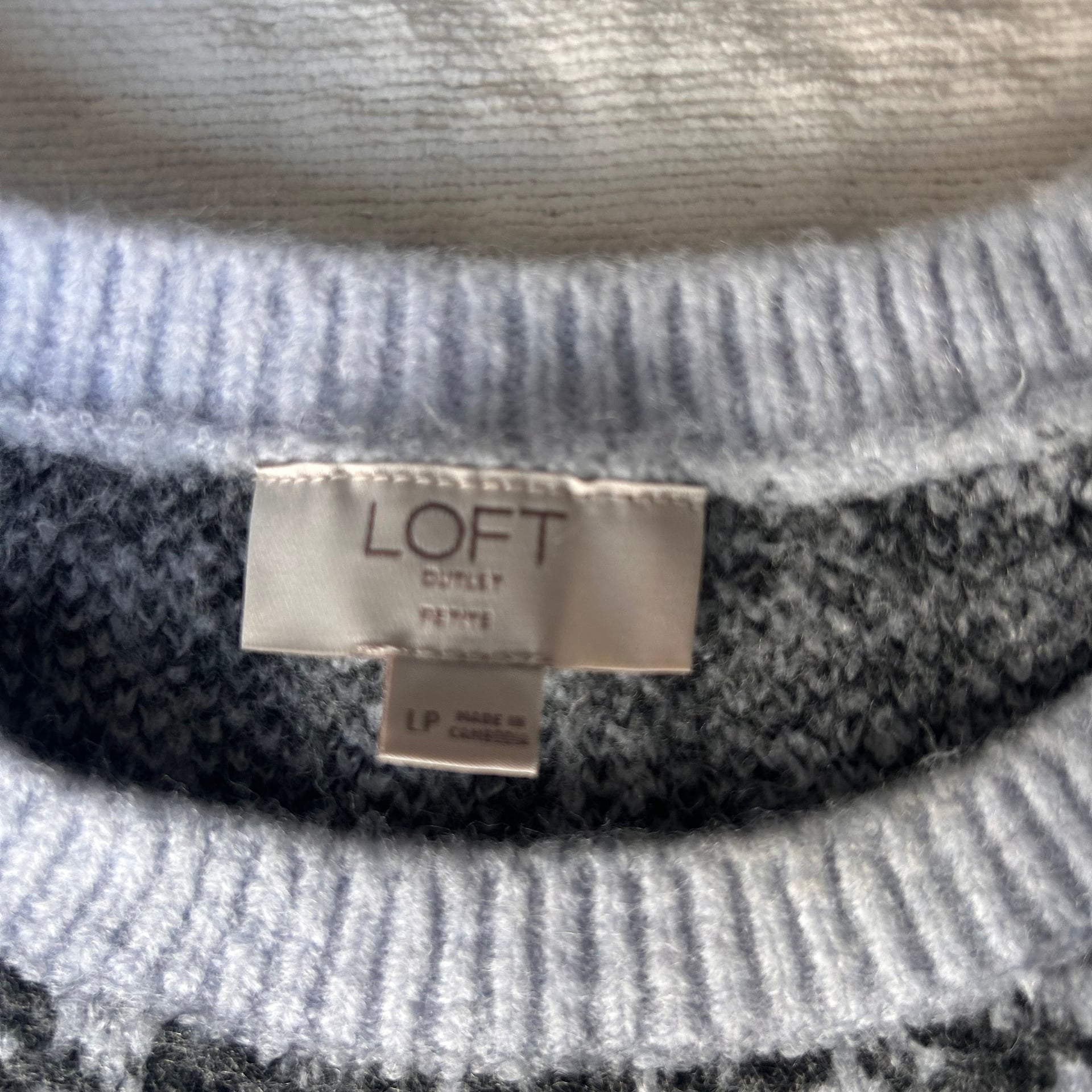LOFT Outlet Petite Houndstooth Crew Neck Pullover Sweater Size L Petite 3